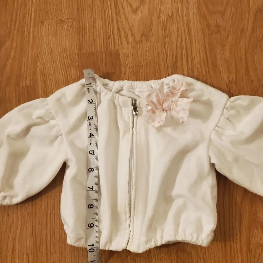 Il Gufo White Balloon Sleeve Front Zip Jacket size 9 months